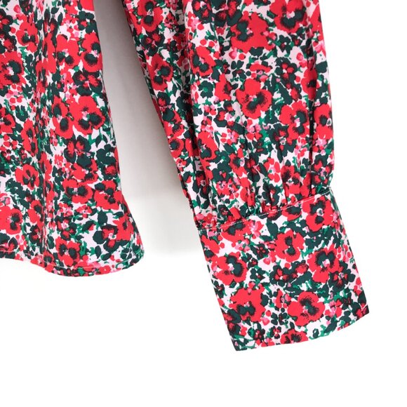 J. Crew Factory Cotton Blend Poplin Ruffle Top Women's XS Floral Holiday Career - Picture 5 of 13